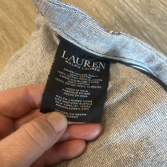 Ralph Lauren Home Austin Feather Fill Pillow 18 x 18 Gray Black White - Picture 3 of 3